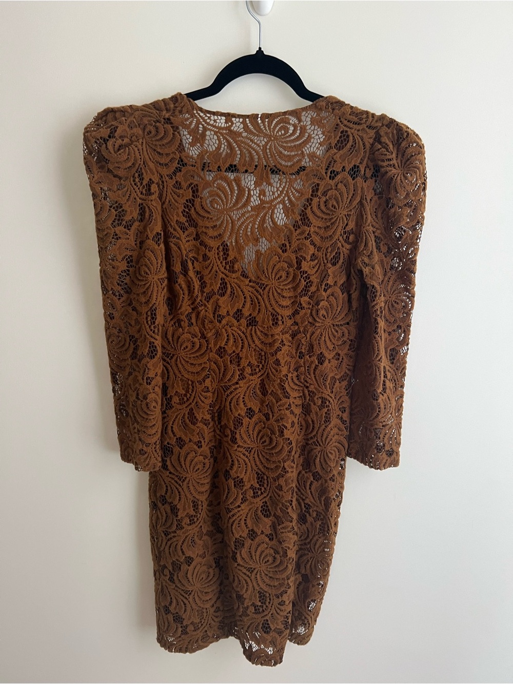 Free People Chocolate Brown Long-Sleeve Lace Dress